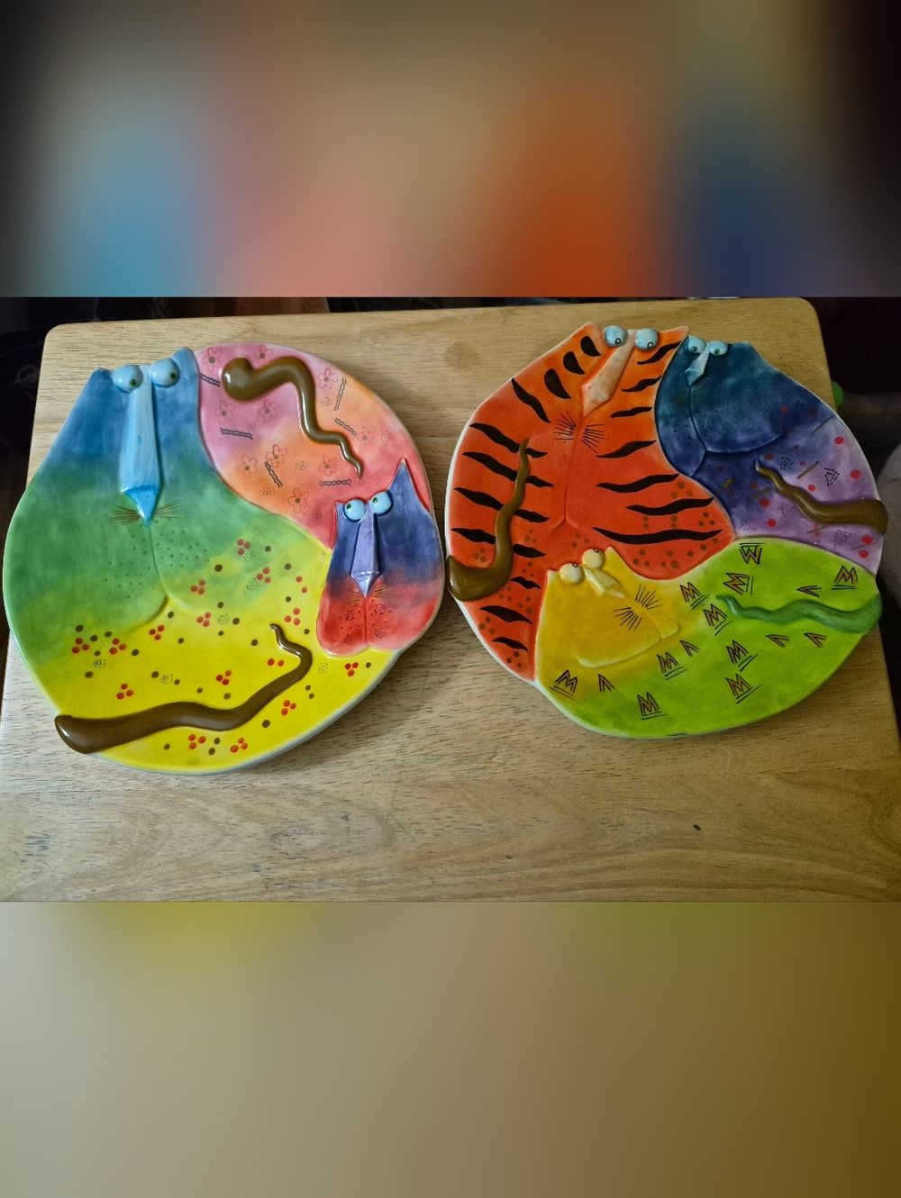 Vintage 90s Pfaltzgraff Joy Cats 3D Cat Plate Lot